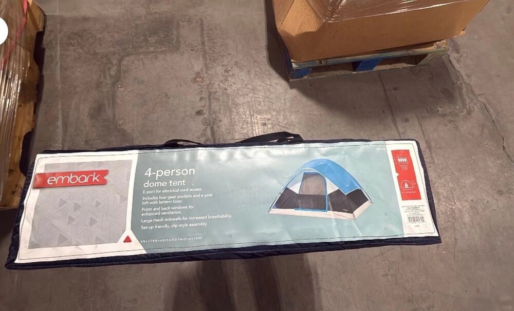 Embark Dome Tent 4-Person Blue Wind-Resistant Flame Retardant Camping Outdoor